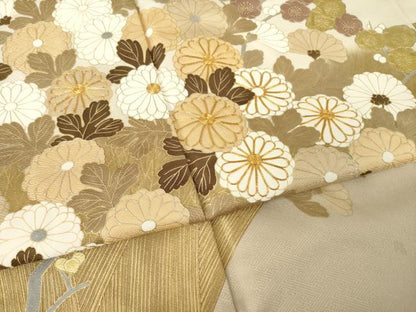 平和屋着物●豪華色留袖　駒刺繍　枝花文　金彩　正絹　逸品　AABM0068ck