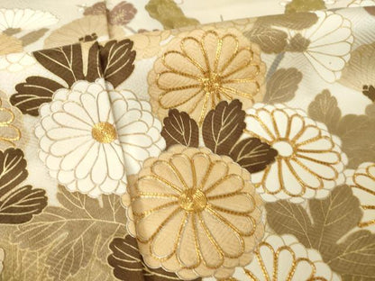 平和屋着物●豪華色留袖　駒刺繍　枝花文　金彩　正絹　逸品　AABM0068ck