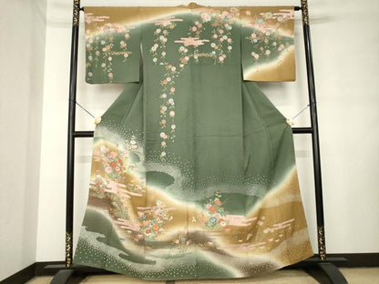 平和屋着物●訪問着　エ霞花文　暈し染め　金彩　正絹　逸品　AABM0074ck
