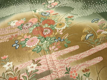 平和屋着物●訪問着　エ霞花文　暈し染め　金彩　正絹　逸品　AABM0074ck