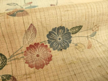 平和屋着物●染織の名門　しょうざん  生紬　草花文　正絹　逸品　AABM0075ck
