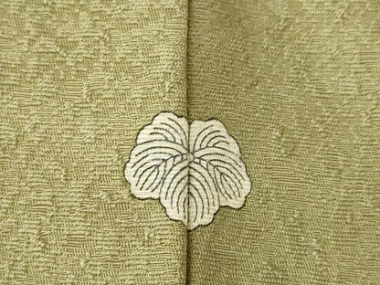 平和屋着物●上質な色無地　霞地紋　油色　正絹　逸品　AABM0076ck
