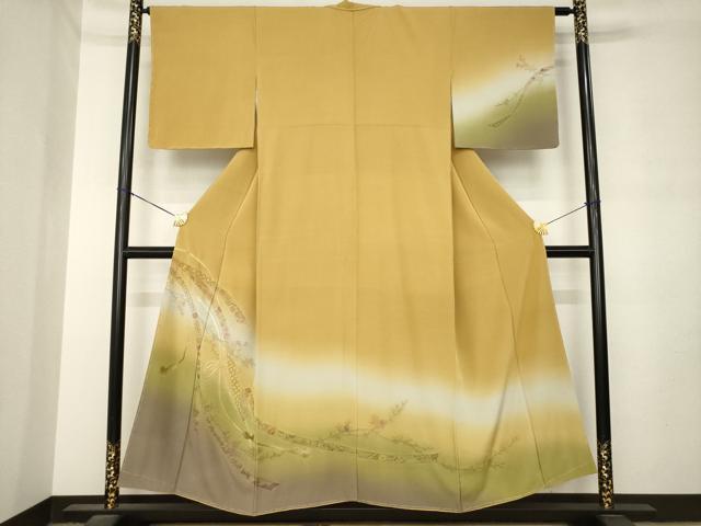 平和屋着物●中国三大刺繍　相良刺繍　総刺繍　訪問着　蔓帯花文　暈し染め　正絹　逸品　未使用　AABM0077ck