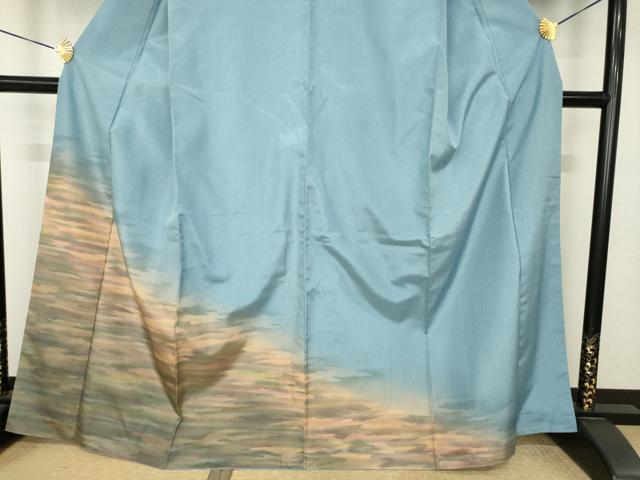 平和屋着物●本場大島紬　染大島　訪問着　霞文　暈し染め　正絹　逸品　AABM0084ck