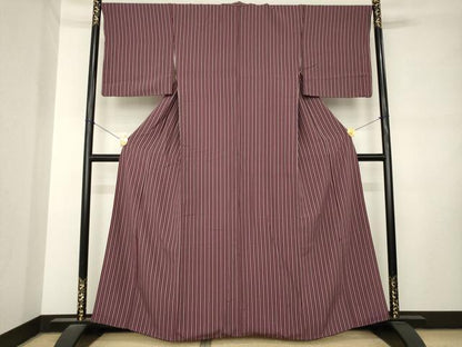 平和屋着物●上質な小紋　縞　正絹　逸品　AABM0086ck