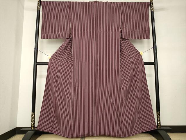 平和屋着物●上質な小紋　縞　正絹　逸品　AABM0086ck