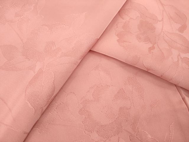 平和屋着物●上質な色無地　枝花地紋　薄紅色　正絹　逸品　AABM0093ck