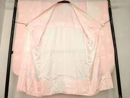 平和屋着物●振袖用長襦袢　無双仕立て　花毬地紋　暈し染め　正絹　逸品　AABM0095ck