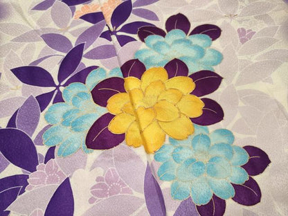 平和屋着物●訪問着　駒刺繍　草花文　暈し染め　金彩　正絹　逸品　AABM0114ck