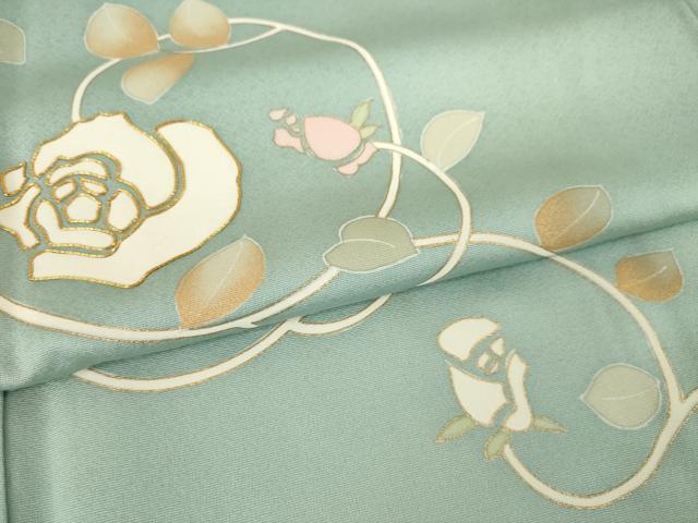 平和屋着物●訪問着　駒刺繍　薔薇唐草文　正絹　逸品　AABM0116ck
