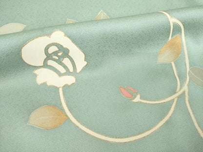 平和屋着物●訪問着　駒刺繍　薔薇唐草文　正絹　逸品　AABM0116ck