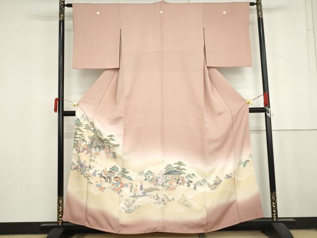 平和屋着物●豪華色留袖　寿光織　人物風景文　暈し染め　金糸　正絹　逸品　AABM0122cs