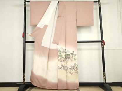 平和屋着物●豪華色留袖　寿光織　人物風景文　暈し染め　金糸　正絹　逸品　AABM0122cs