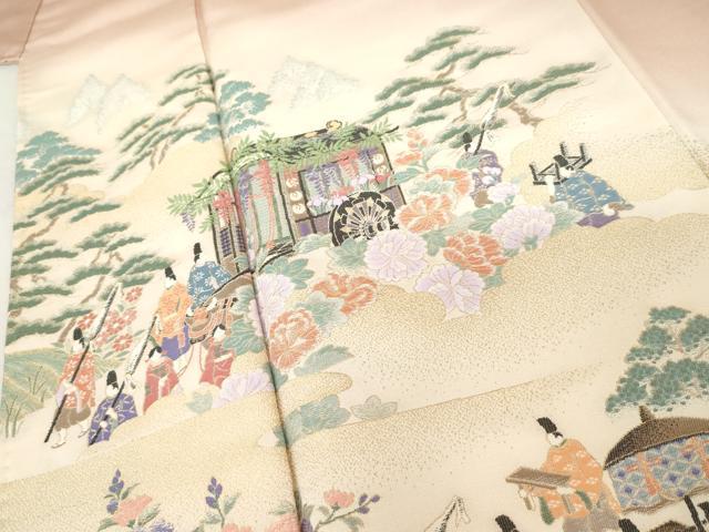 平和屋着物●豪華色留袖　寿光織　人物風景文　暈し染め　金糸　正絹　逸品　AABM0122cs