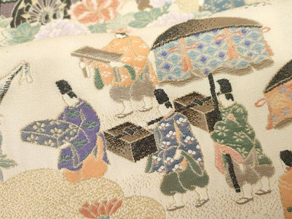 平和屋着物●豪華色留袖　寿光織　人物風景文　暈し染め　金糸　正絹　逸品　AABM0122cs