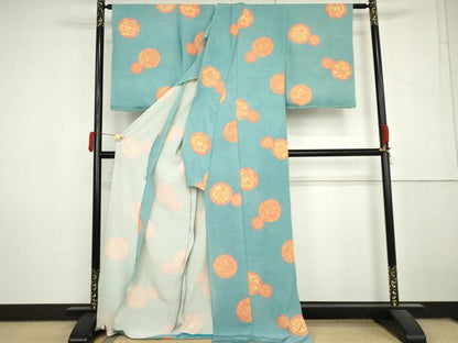 平和屋着物●人間国宝 小宮康孝 江戸小紋 花鳥絵皿文 仮絵羽 正絹 逸品 AABM0131cs