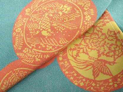 平和屋着物●人間国宝 小宮康孝 江戸小紋 花鳥絵皿文 仮絵羽 正絹 逸品 AABM0131cs