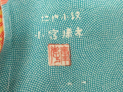 平和屋着物●人間国宝 小宮康孝 江戸小紋 花鳥絵皿文 仮絵羽 正絹 逸品 AABM0131cs