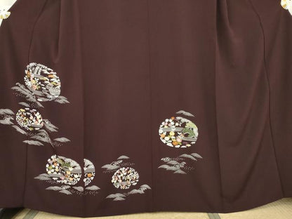 平和屋着物●京都祇園の老舗　ぎをん齋藤　訪問着　刺繍　松竹梅花文　金糸　たとう紙付き　正絹　逸品　AABM0132cs