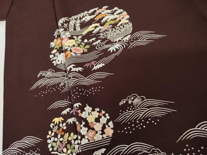 平和屋着物●京都祇園の老舗　ぎをん齋藤　訪問着　刺繍　松竹梅花文　金糸　たとう紙付き　正絹　逸品　AABM0132cs