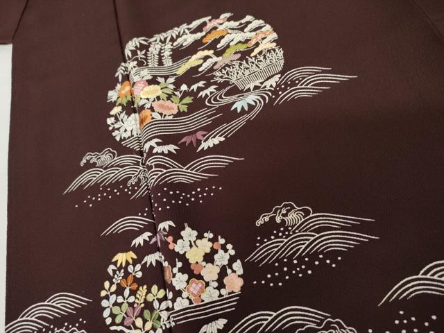 平和屋着物●京都祇園の老舗　ぎをん齋藤　訪問着　刺繍　松竹梅花文　金糸　たとう紙付き　正絹　逸品　AABM0132cs