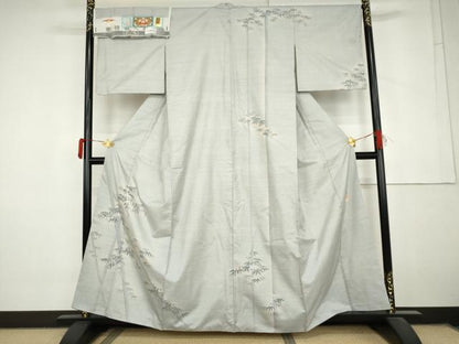 平和屋着物●白泥染の第一人者・絣の魔術師 恵積五郎 本場大島紬 恵大島織物謹製 訪問着 白大島 竹の息吹 証紙付き 正絹 逸品 AABM0134cs
