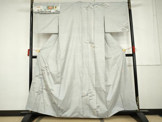 平和屋着物●白泥染の第一人者・絣の魔術師 恵積五郎 本場大島紬 恵大島織物謹製 訪問着 白大島 竹の息吹 証紙付き 正絹 逸品 AABM0134cs