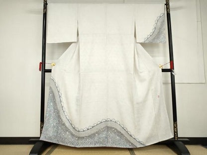 平和屋着物●名門 藤娘きぬたや・総絞り 訪問着 流水文 正絹 逸品 AABM0136cs