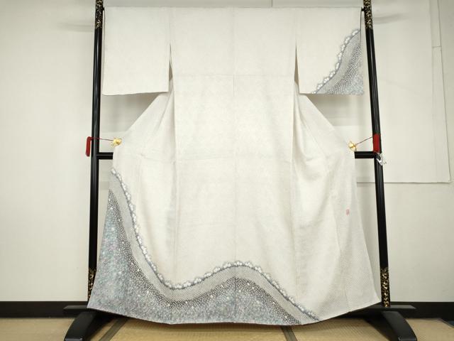 平和屋着物●名門 藤娘きぬたや・総絞り 訪問着 流水文 正絹 逸品 AABM0136cs