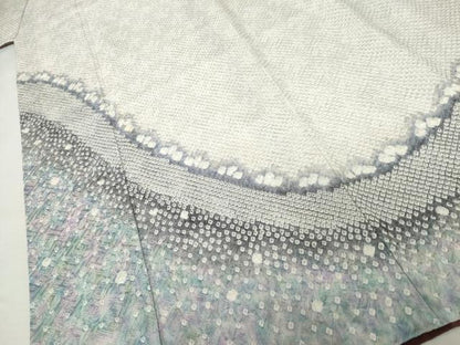 平和屋着物●名門 藤娘きぬたや・総絞り 訪問着 流水文 正絹 逸品 AABM0136cs