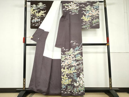 平和屋着物●訪問着 駒刺繍 松竹梅風景文 暈し染め 金彩 そごう扱い 正絹 逸品 AABM0137cs
