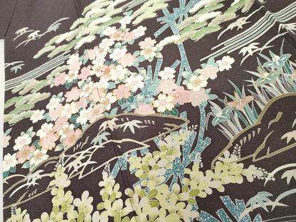 平和屋着物●訪問着 駒刺繍 松竹梅風景文 暈し染め 金彩 そごう扱い 正絹 逸品 AABM0137cs