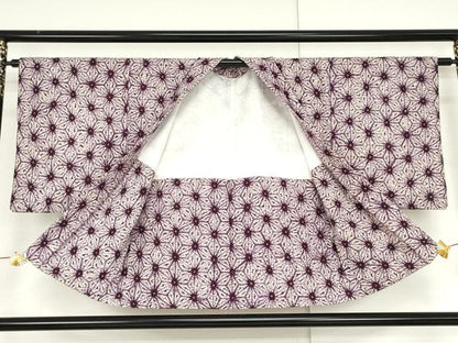平和屋着物●岩手の匠 草紫堂 南部絞り 紫根染 麻の葉文様 綿 逸品 AABM0138cs