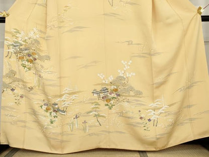 平和屋着物●創業460年・千總　訪問着　立波松竹梅風景文　正絹　逸品　AABM0139cs
