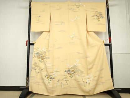 平和屋着物●創業460年・千總　訪問着　立波松竹梅風景文　正絹　逸品　AABM0139cs