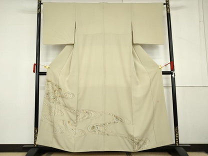 平和屋着物●山口美術織物 皇室 伊勢神宮御用 西陣織 色留袖 総刺繍 流水花蝶文 鹿 金銀糸 正絹 逸品 AABM0142cs