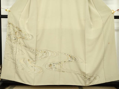 平和屋着物●山口美術織物 皇室 伊勢神宮御用 西陣織 色留袖 総刺繍 流水花蝶文 鹿 金銀糸 正絹 逸品 AABM0142cs