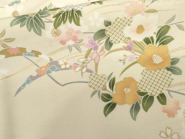 平和屋着物●訪問着 駒刺繍 雪芝花文 暈し染め 金彩 正絹 逸品 AABM0143cs