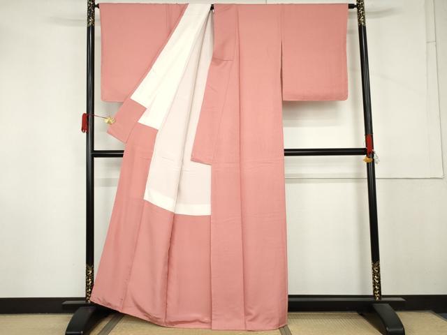 平和屋着物●上質な色無地　紋意匠　桃色　正絹　逸品　未使用　AABM0160cs