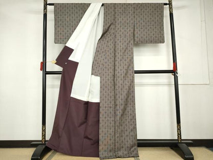 平和屋着物●本場大島紬　9マルキ　麻の葉文様　京王百貨店扱い　正絹　逸品　AABM0171cs