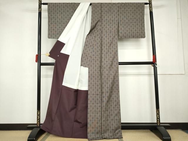 平和屋着物●本場大島紬　9マルキ　麻の葉文様　京王百貨店扱い　正絹　逸品　AABM0171cs