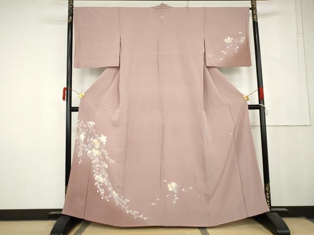 平和屋着物●訪問着　友禅　枝花文　暈し染め　正絹　逸品　AABM0177cs