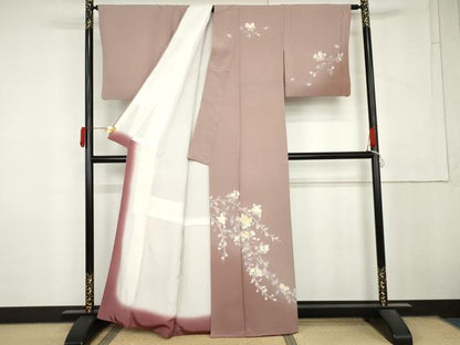 平和屋着物●訪問着　友禅　枝花文　暈し染め　正絹　逸品　AABM0177cs