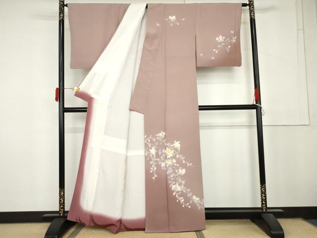 平和屋着物●訪問着　友禅　枝花文　暈し染め　正絹　逸品　AABM0177cs
