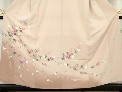平和屋着物●訪問着　友禅　作家物　枝花文　暈し染め　まるやま扱い　正絹　逸品　AABM0181cs
