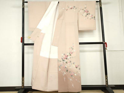 平和屋着物●訪問着　友禅　作家物　枝花文　暈し染め　まるやま扱い　正絹　逸品　AABM0181cs