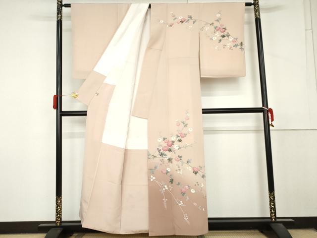 平和屋着物●訪問着　友禅　作家物　枝花文　暈し染め　まるやま扱い　正絹　逸品　AABM0181cs