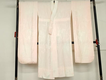 平和屋着物●振袖用長襦袢　無双仕立て　花蝶地紋　暈し染め　正絹　逸品　AABM0183cs