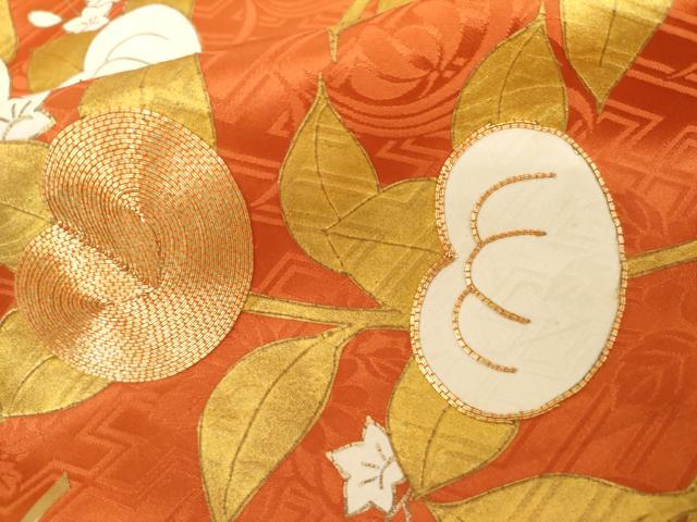 平和屋着物●豪華振袖　駒刺繍　橘　金彩　正絹　逸品　AABM0192cs