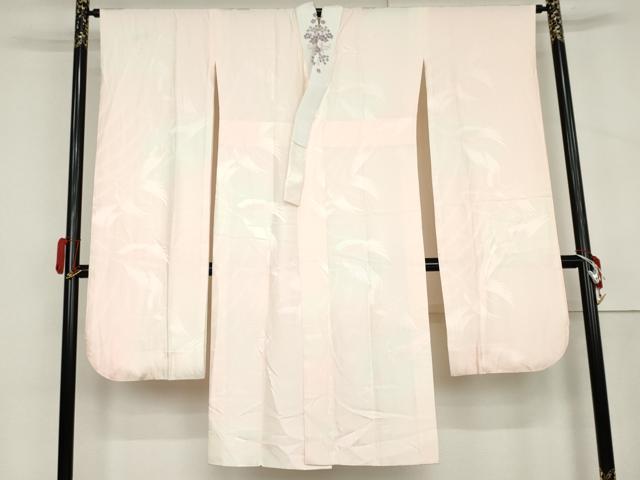平和屋着物●振袖用長襦袢　袷　飛鶴地紋　暈し染め　半衿刺繍　正絹　逸品　AABM0193cs